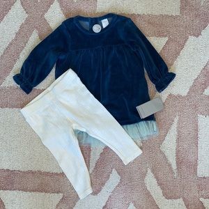 Velvet Blue Top and Matching Cream Leggings - Nordstrom Baby